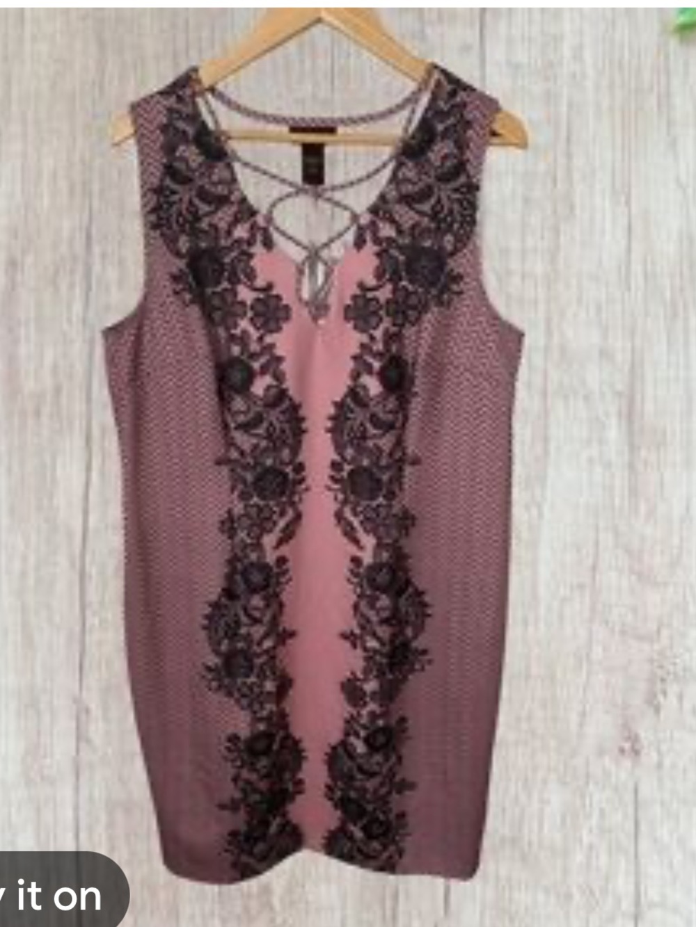 BOLD elements Pink Midi Dress with Black Lace Detail